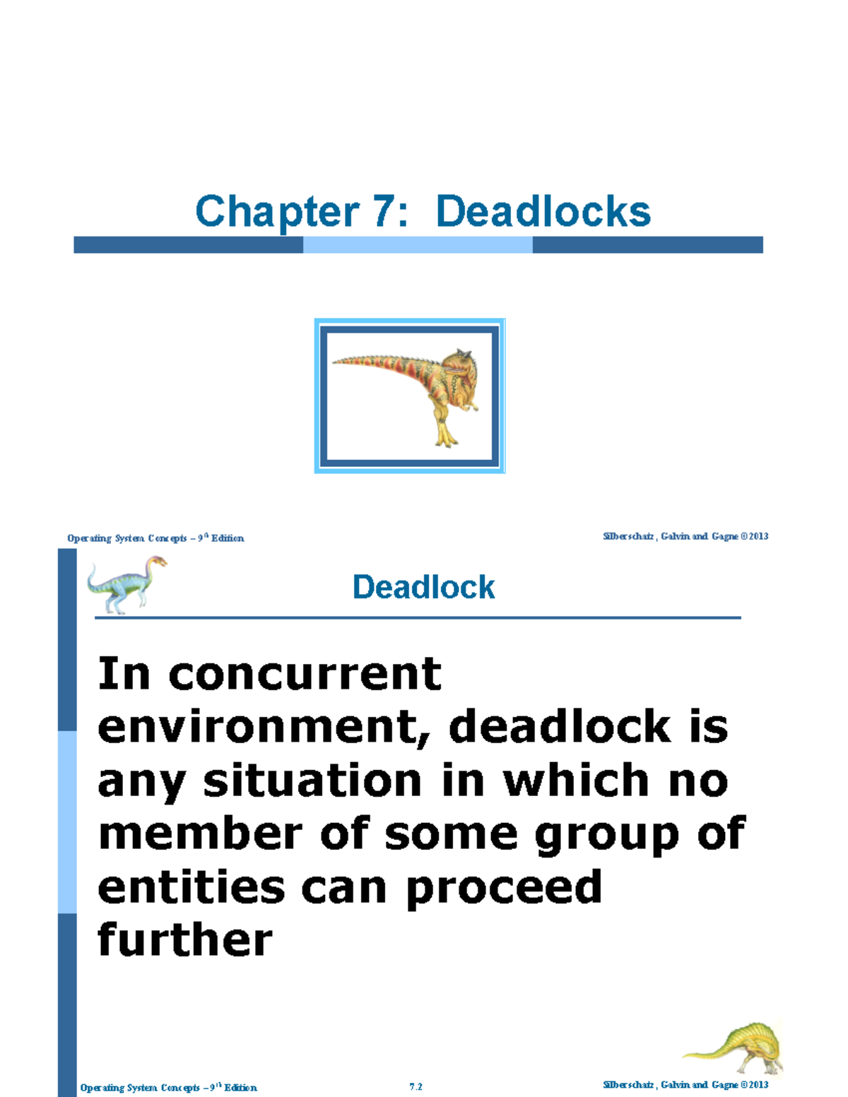 Os deadlock - operating sysyem - Operating System Concepts – 9 th ...