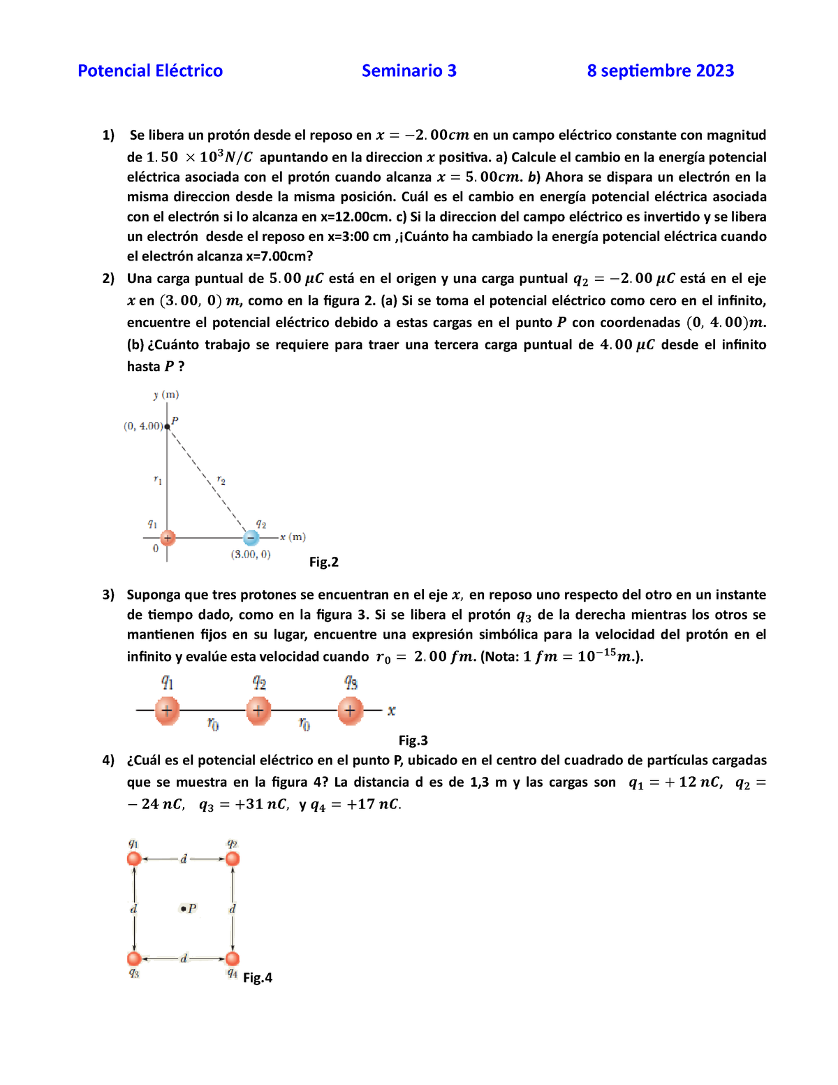 Potencial Electrico Seminario 3 8 Septiembre 2023B - Potencial ...