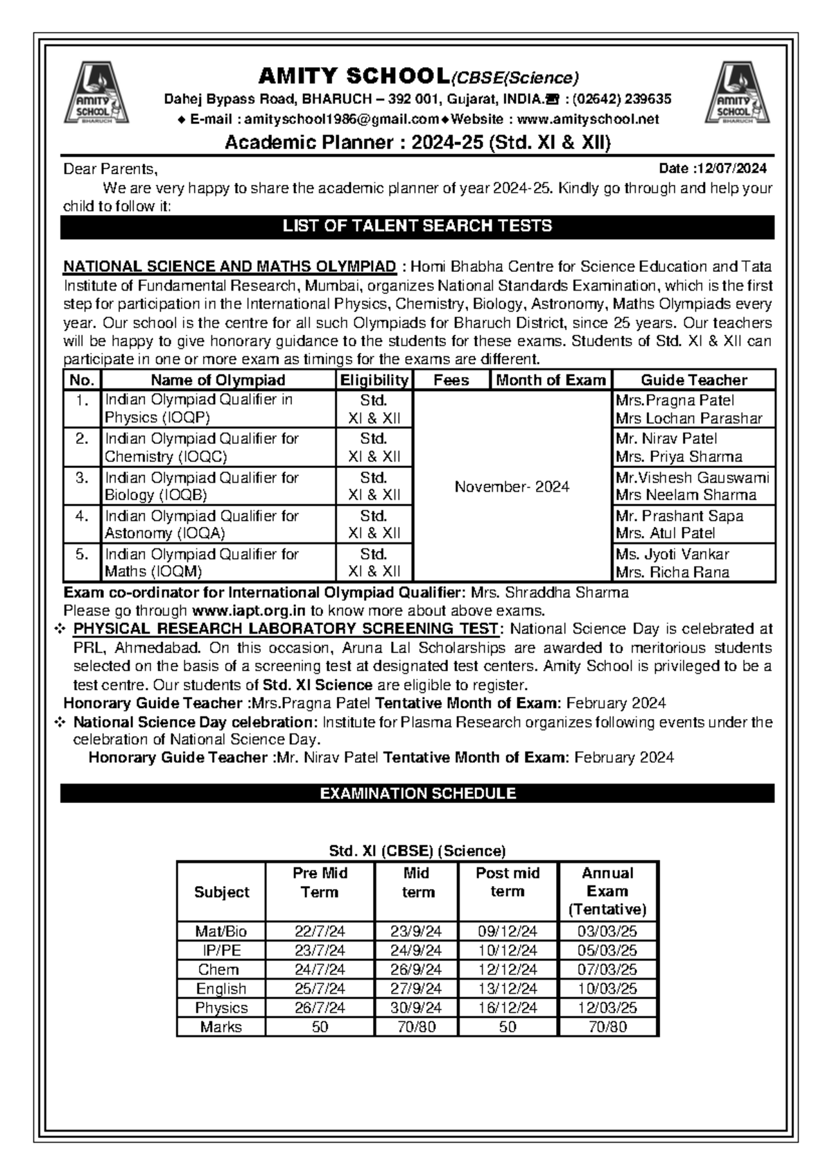 Final planner CBSE 2024-25 - AMITY SCHOOL(CBSE(Science) Dahej Bypass ...