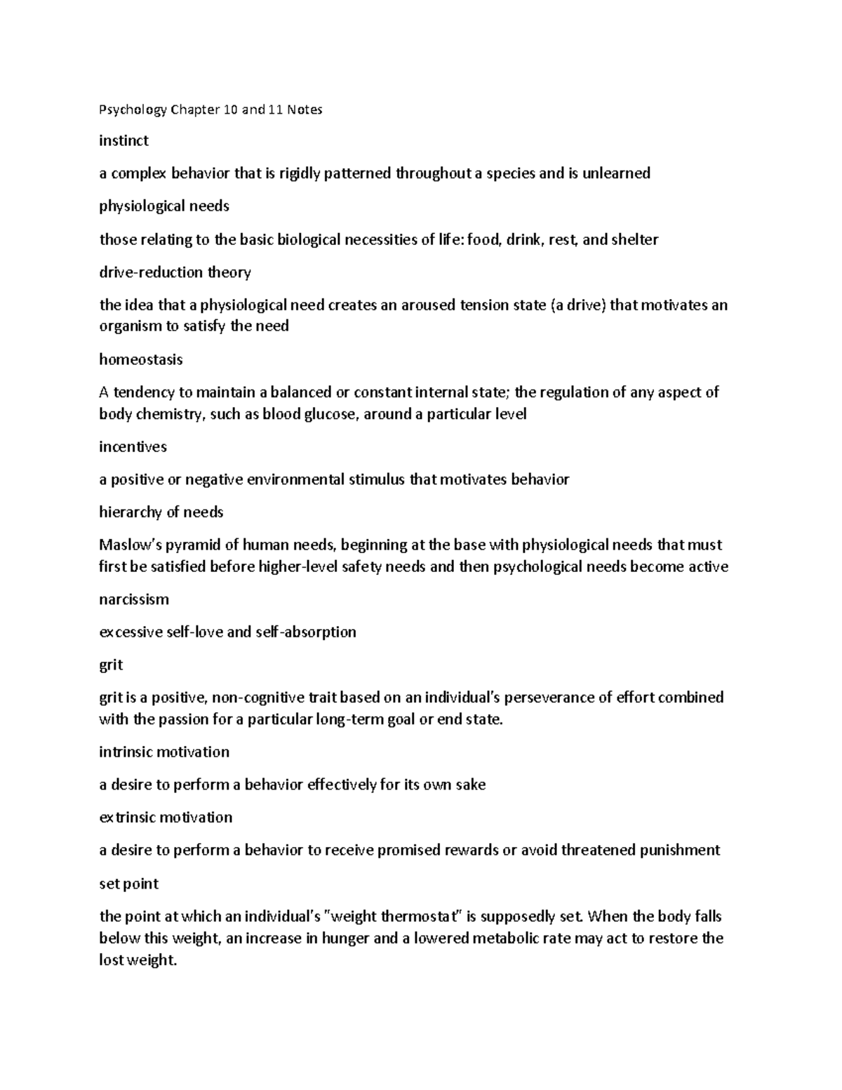 Psychology Chapters 11 and 12 - Psychology Chapter 10 and 11 Notes ...