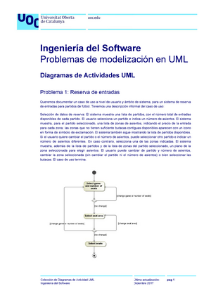 Diagramas de Actividad UML. Coleccio n de problemas - Ingeniería​ ​del​  ​Software Problemas​ ​de​ - Studocu