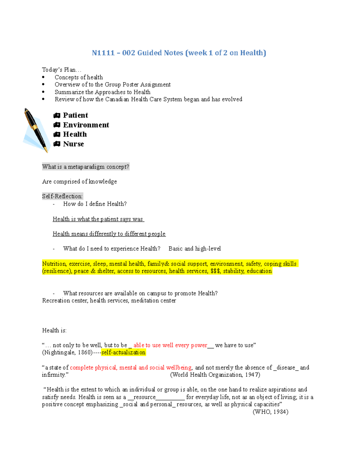 N1111 Week 9 Guided Notes W2018 - N1111 – 002 Guided Notes (week 1 of 2 ...