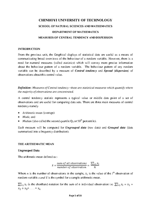 CUT central tendencies