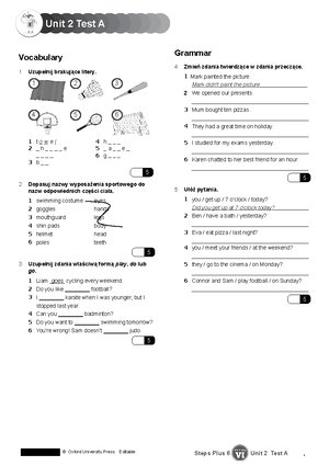 New Password B2 UT 1A - Angielski - Unit 1 Test | Group A Name ...