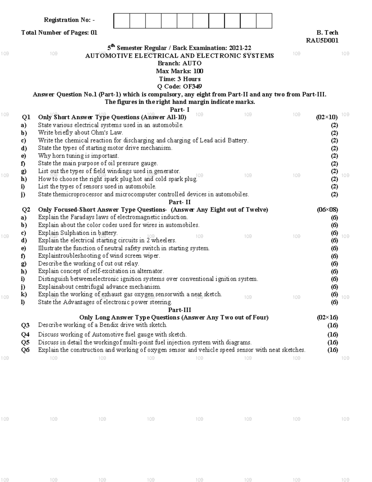 Automotive Electrical AND Electronic SystemsAUTO5th202122 109 109