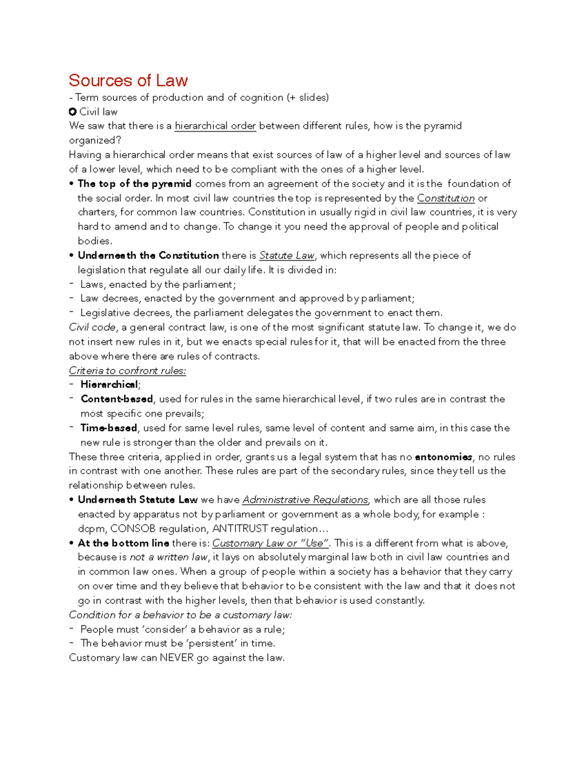 Lesson 5, sources of law, primary and secondary, 202021, Biem Sources of Law Term sources of