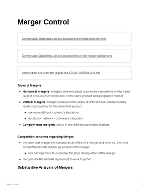 Public and Private enforcement - 101 (prohib of anti comp) 2. 102 ...
