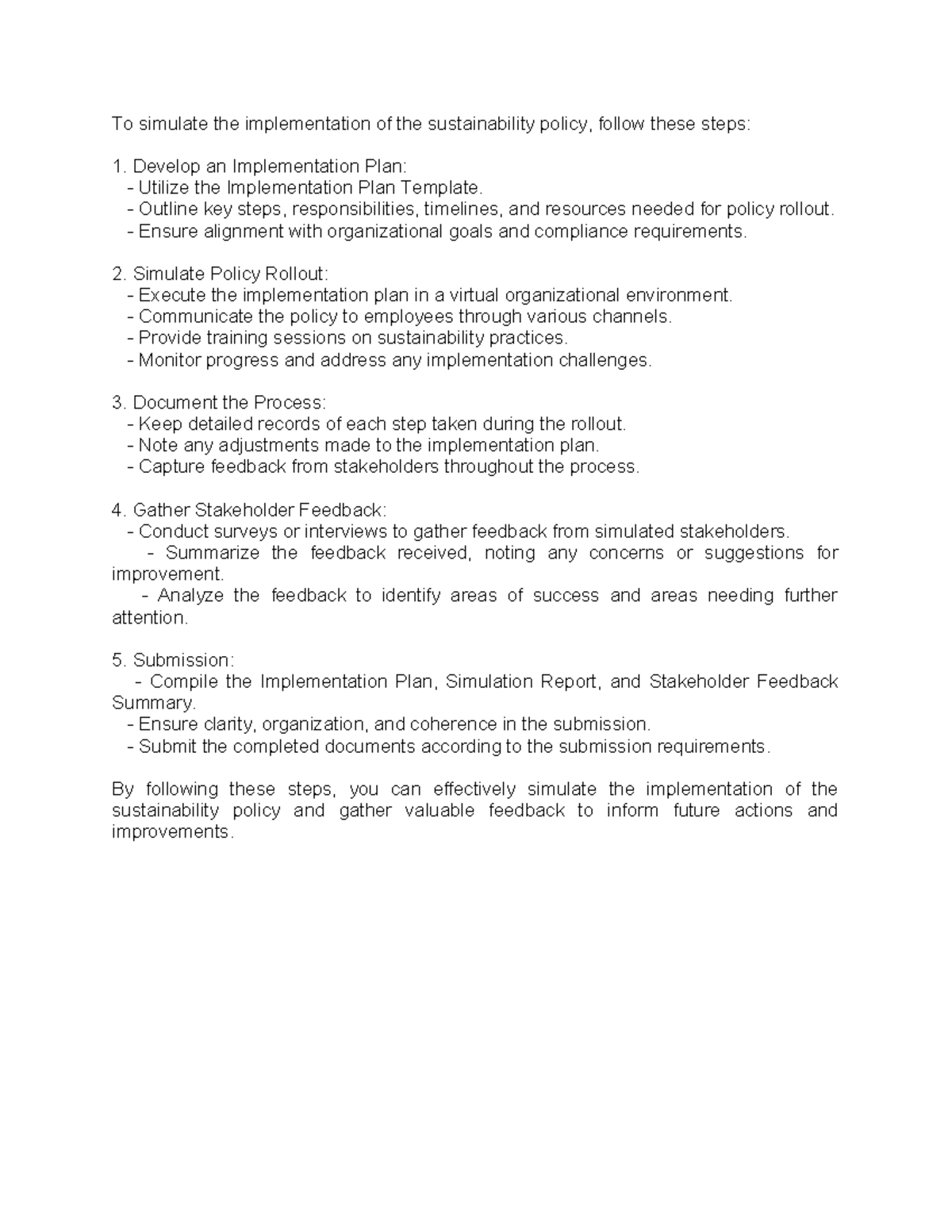 Project 2 Eco Action - To simulate the implementation of the ...