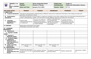 MIL Q2-W6 - Daily Lesson Log - GRADES 1 To 12 DAILY LESSON LOG School ...