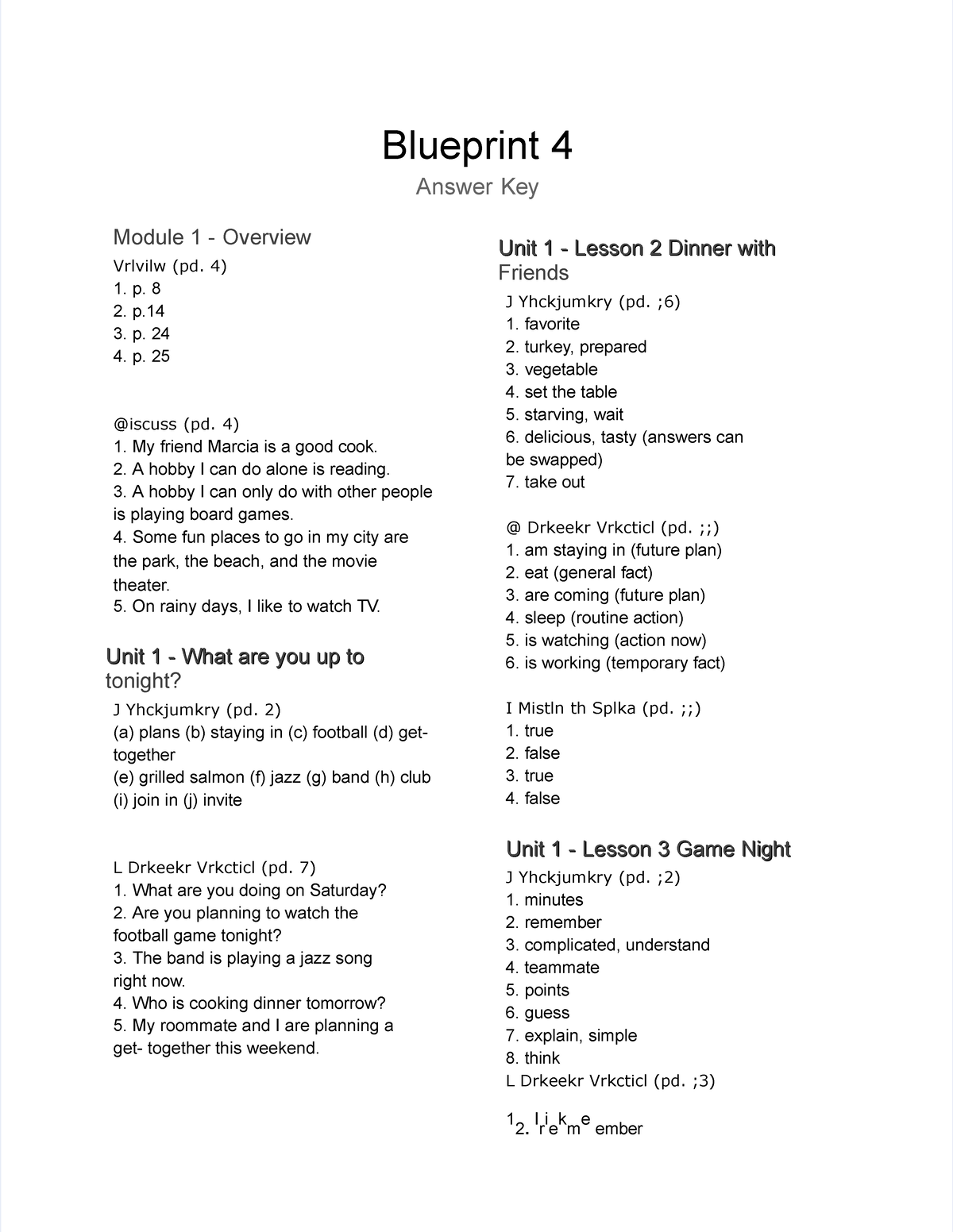 Blueprint 4 Answer Key