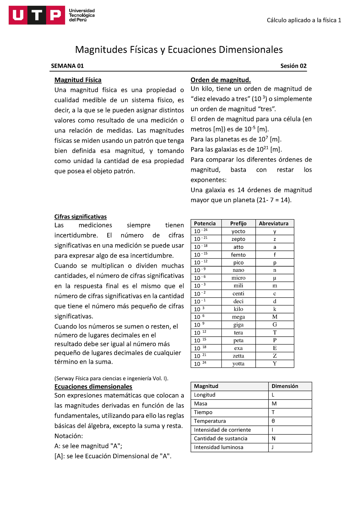 S01.s2 - Ejercicios Magnitudes Y Dimensiones - C·lculo Aplicado A La ...