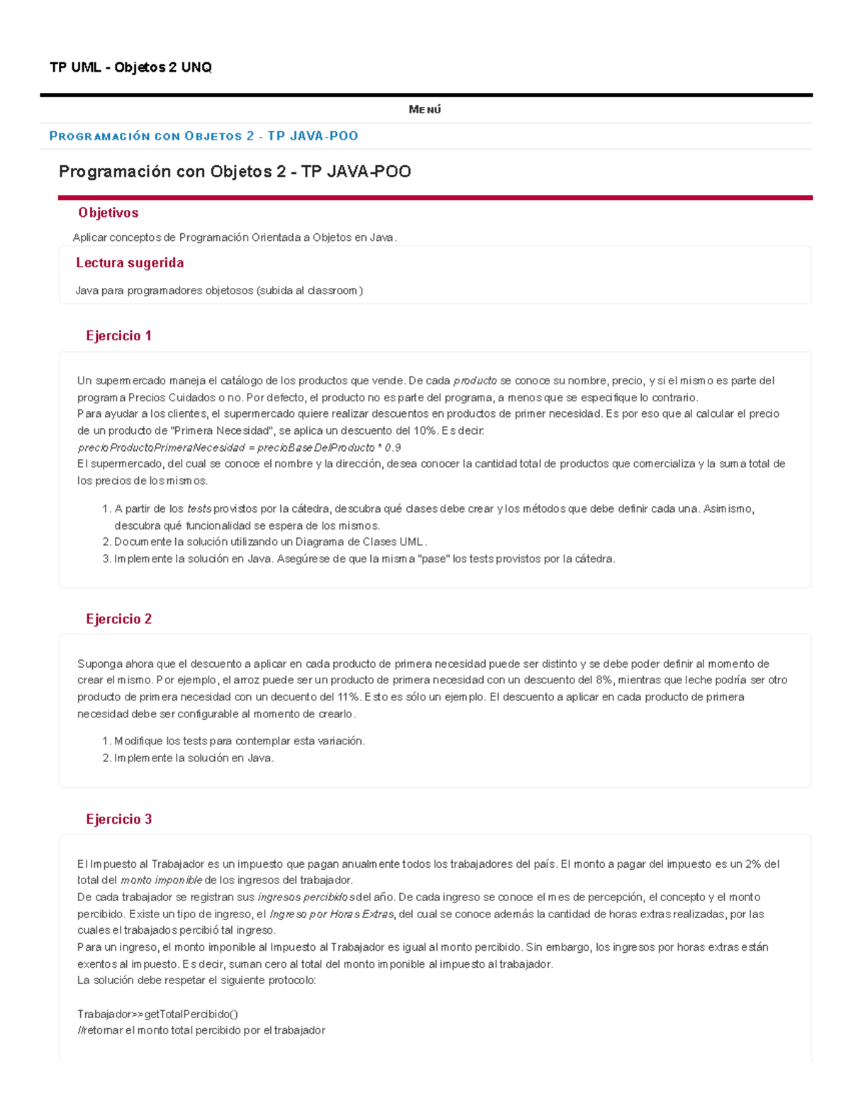 TP04 - POO en JAVA - asd - TP UML - Objetos 2 UNQ P O 2 - TP JAVA-POO ...