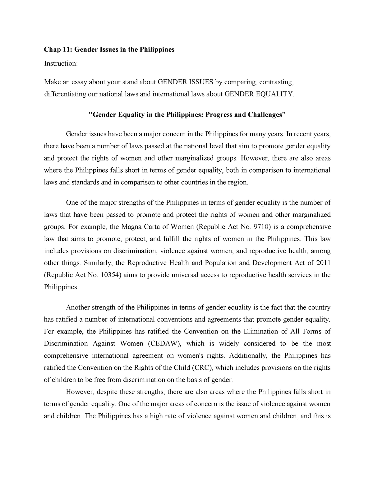 essay about gender equality in the philippines