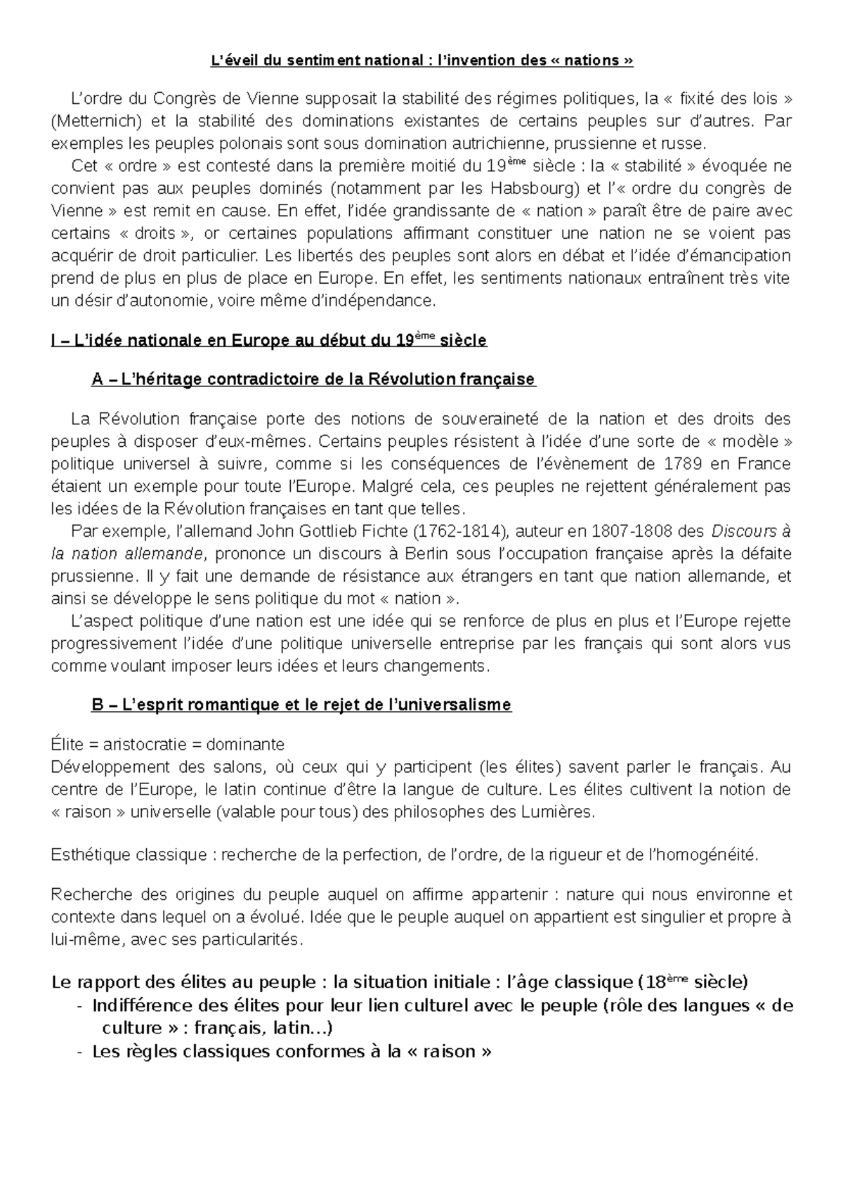 CM3 - L'éveil du sentiment national - L’éveil du sentiment national : l ...