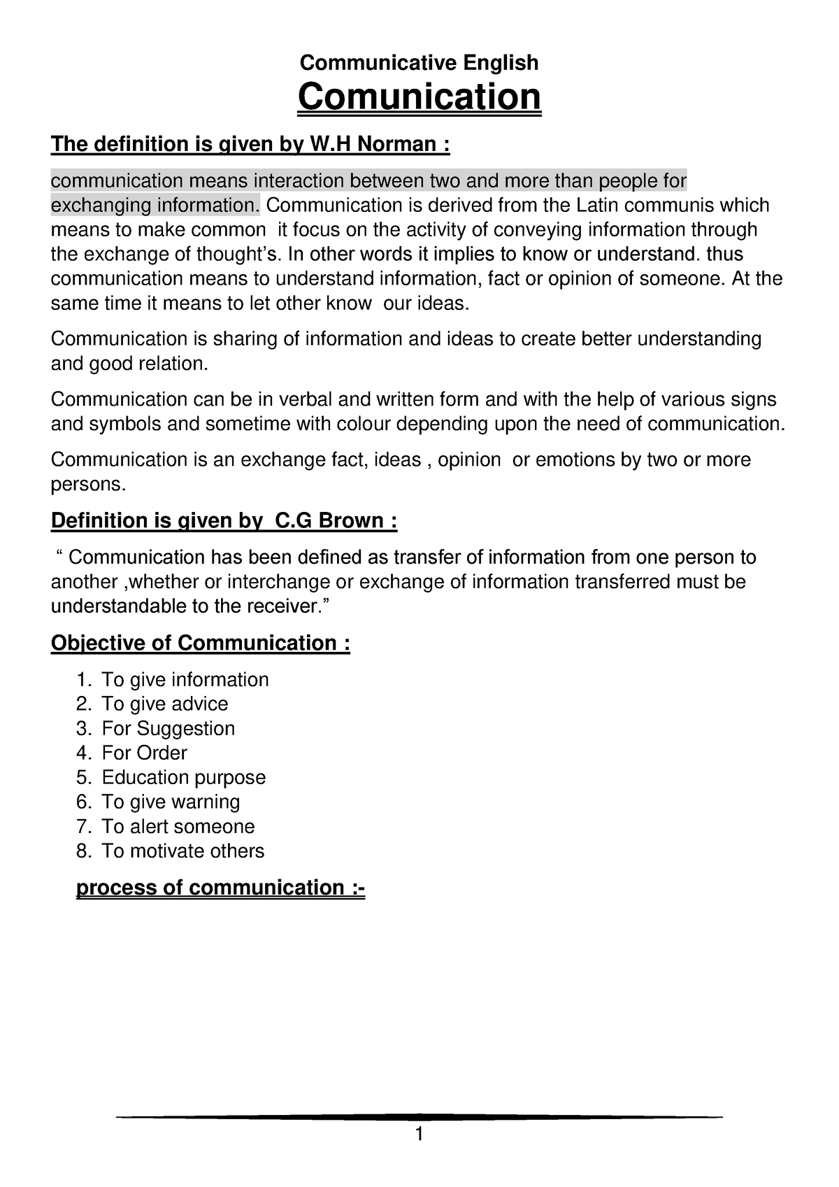 Communication and written communication - Comunication The definition ...