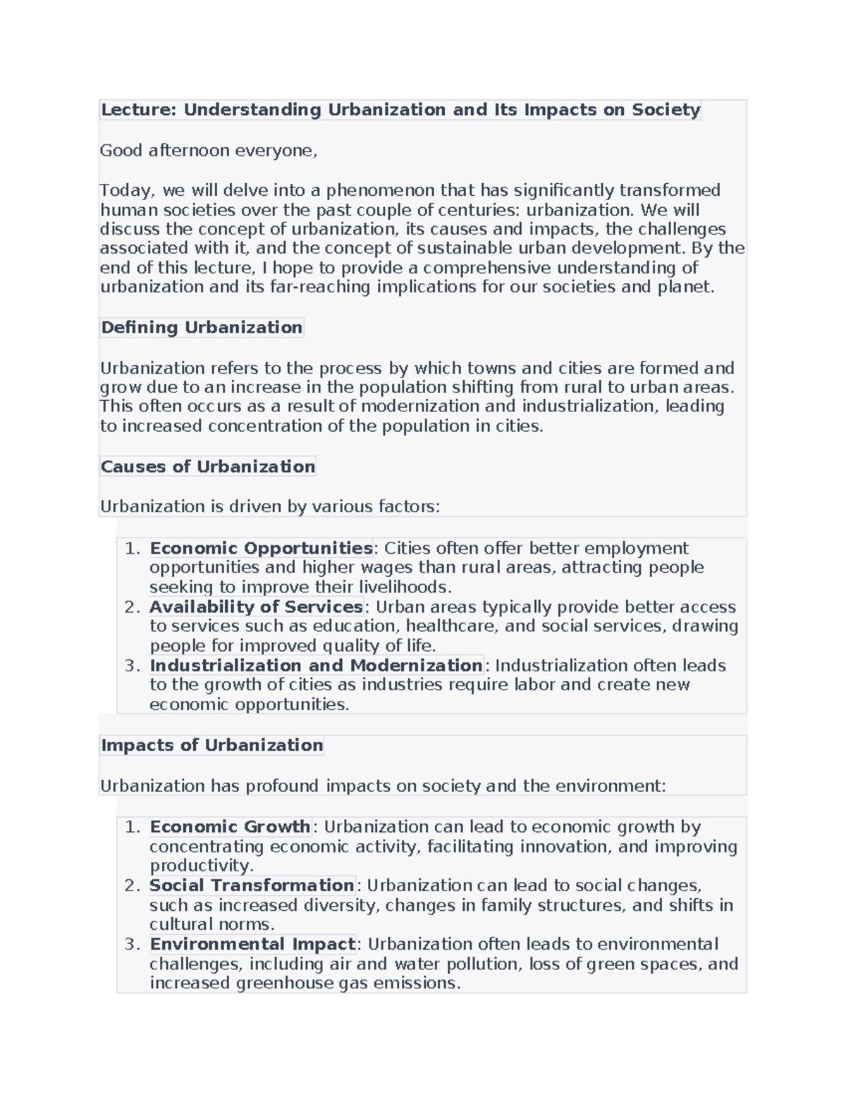 Urbanization - We will discuss the concept of urbanization, its causes ...