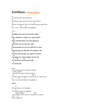 Canciones Confieso Y Brindis - Confieso.- Kany García A Allí mire tu foto  en la nevera E De aquel - StuDocu
