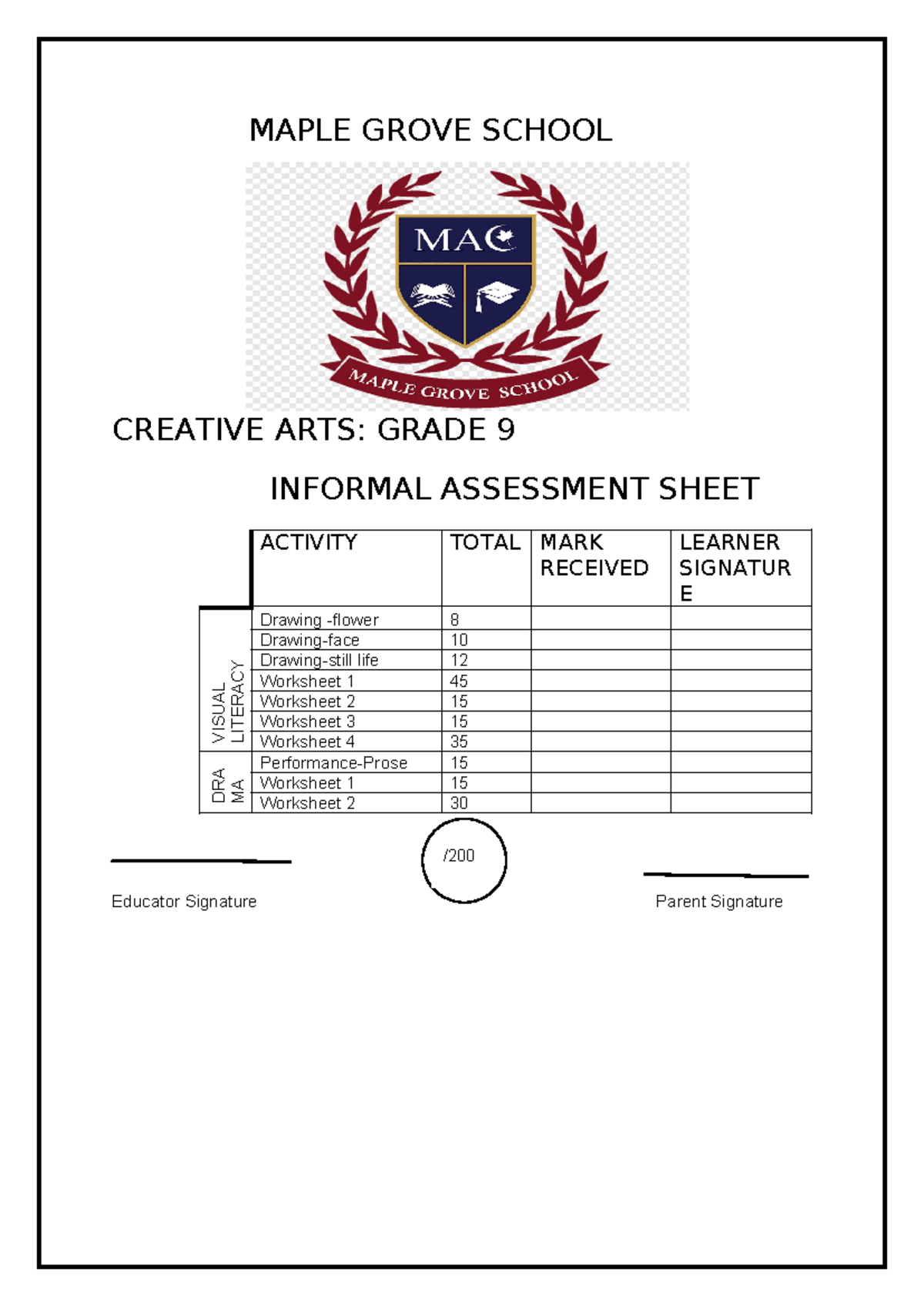 Worksheet no description bmg101 maple grove school creative arts