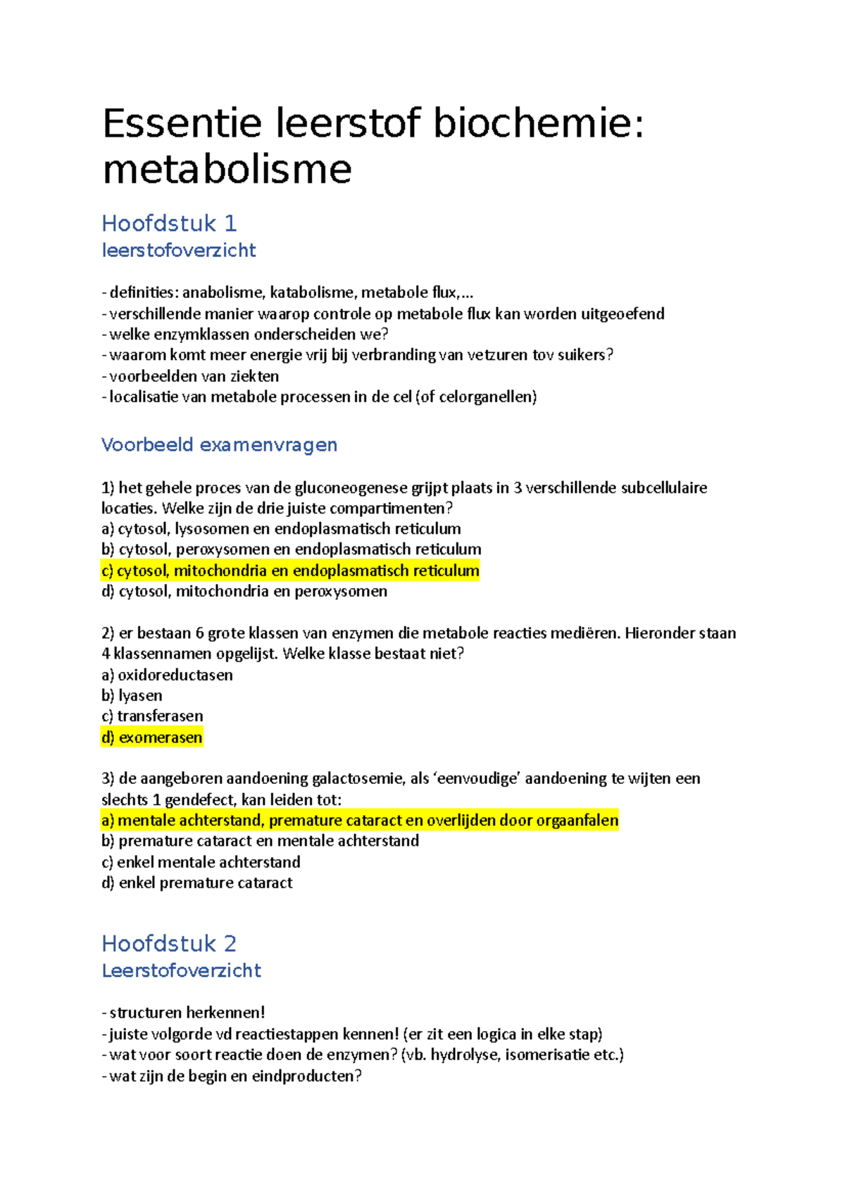 Essentie Leerstof Biochemie - Essentie Leerstof Biochemie: Metabolisme ...