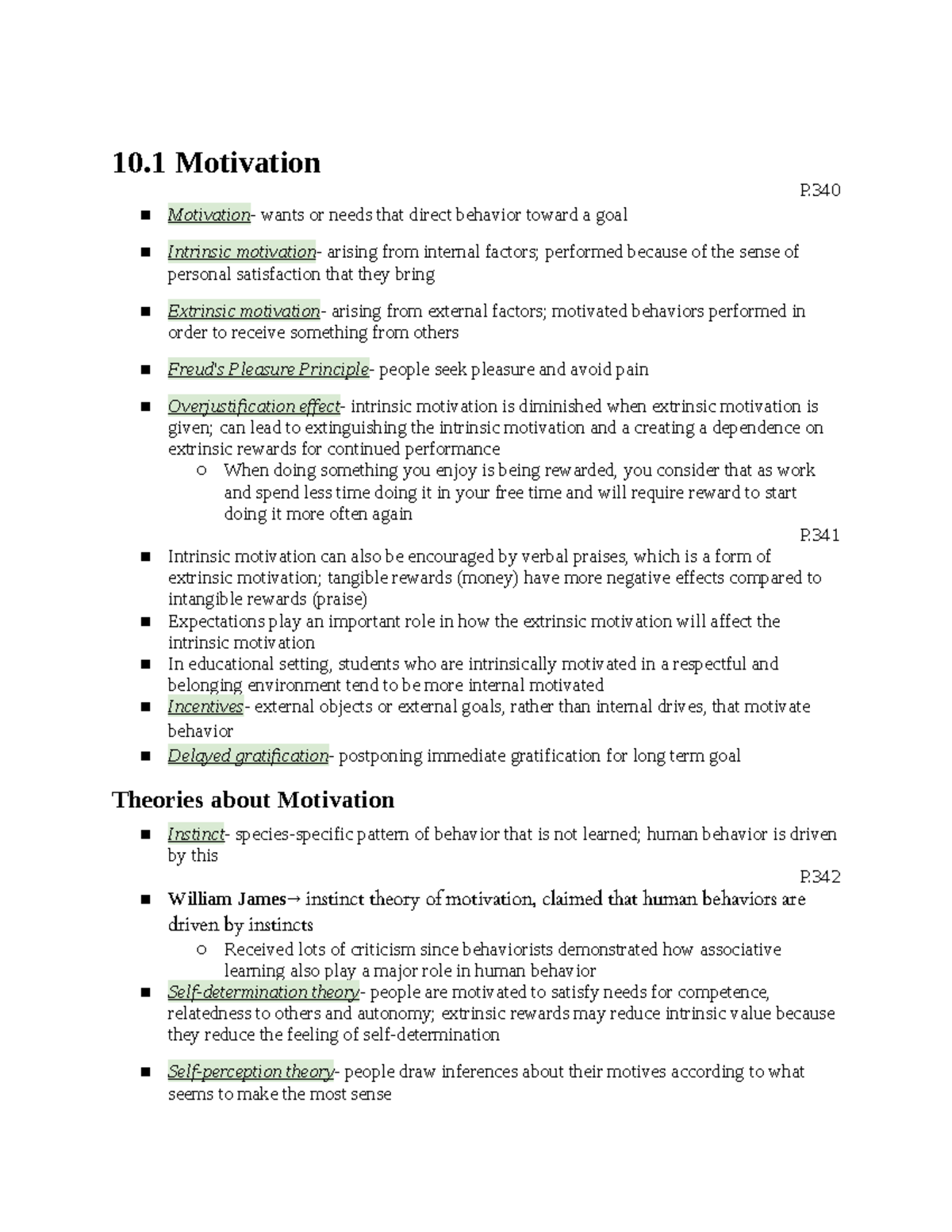 Ch.10 Emotions And Motivation - 10 Motivation P. Motivation - Wants Or ...