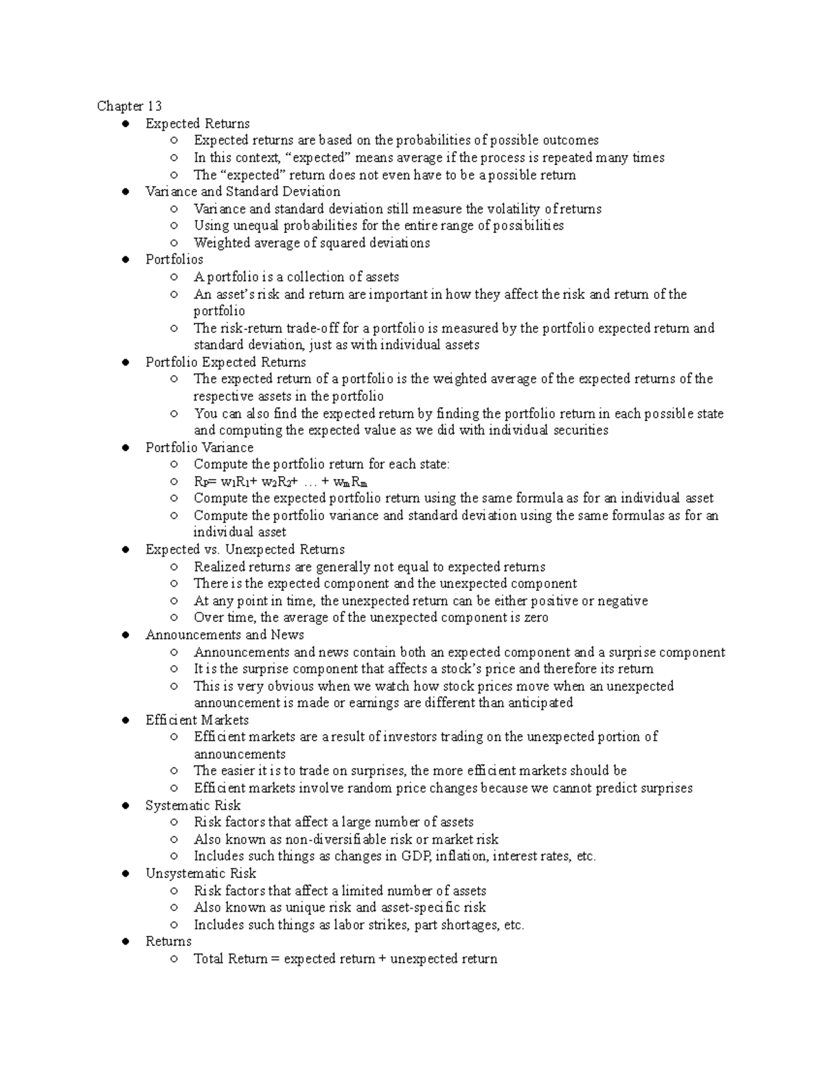 Finance Notes - Financial Management with Vlad Babin - Chapter 13 ...