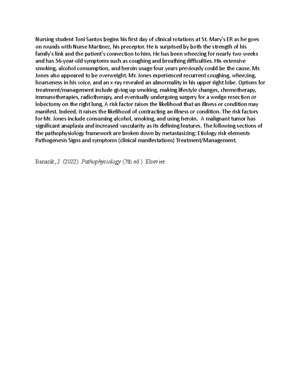 DISC-1 - discussion 1 - Nursing student Toni Santos begins his first ...