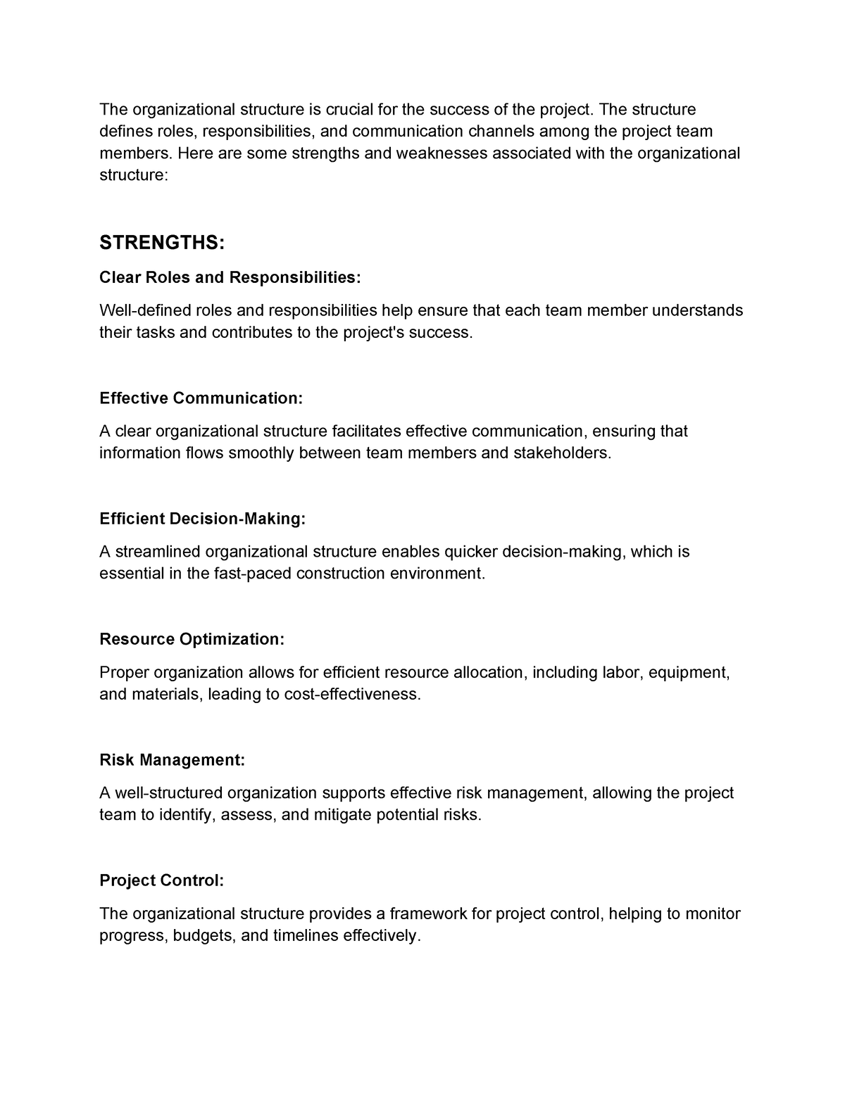 Strengths And Weaknesses Of Organizational Structure - The 