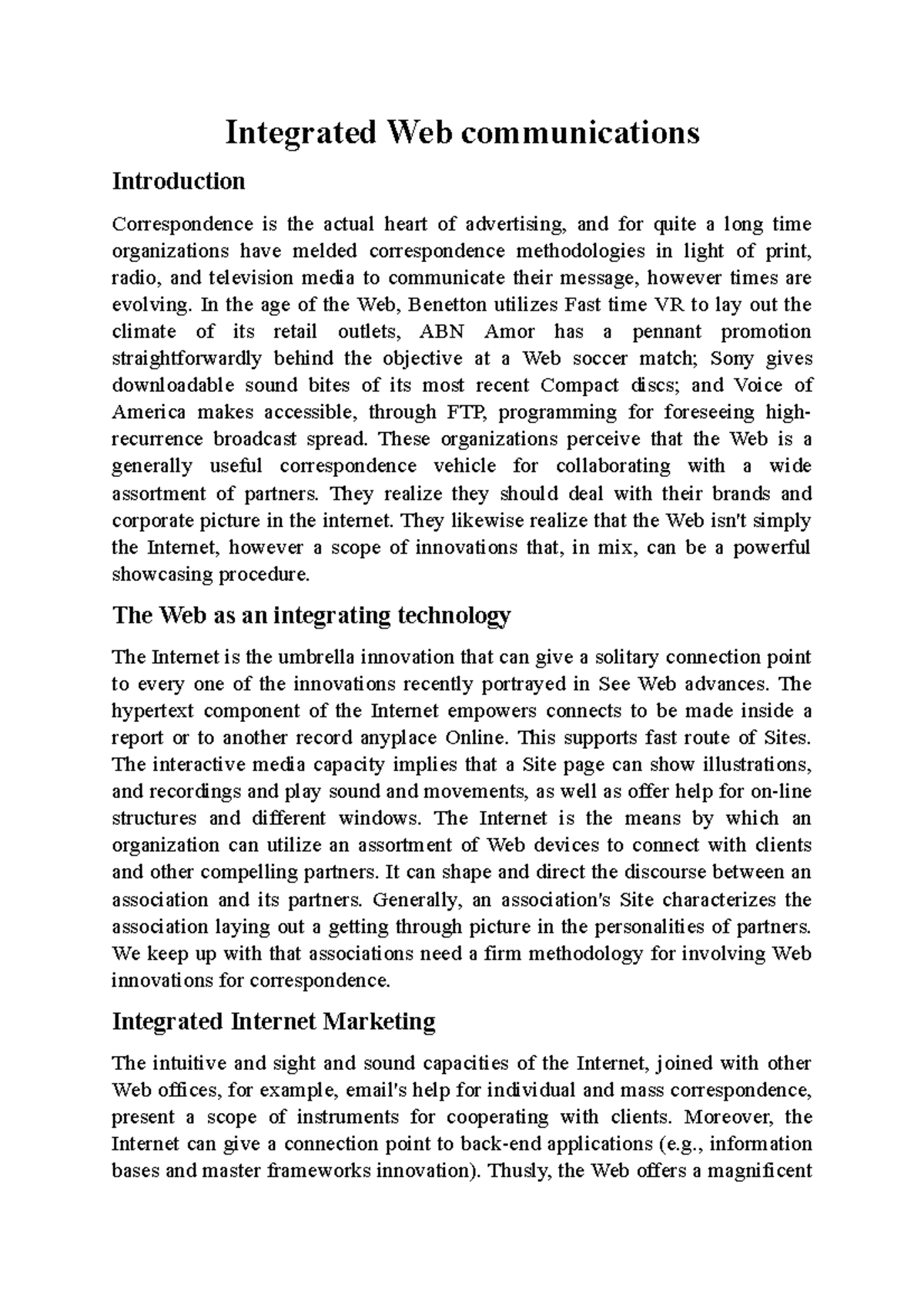 Integrated  communications Integrated  communications