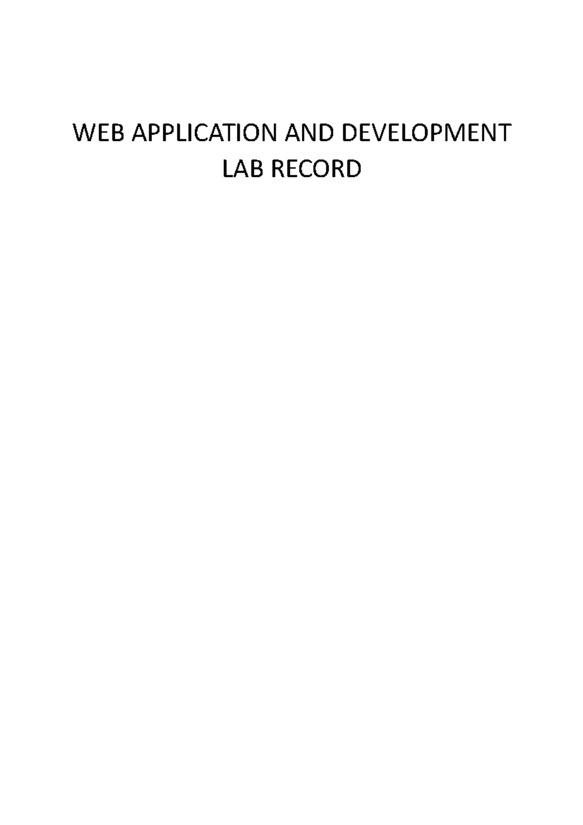WEB Application AND Development LAB Record - WEB APPLICATION AND ...