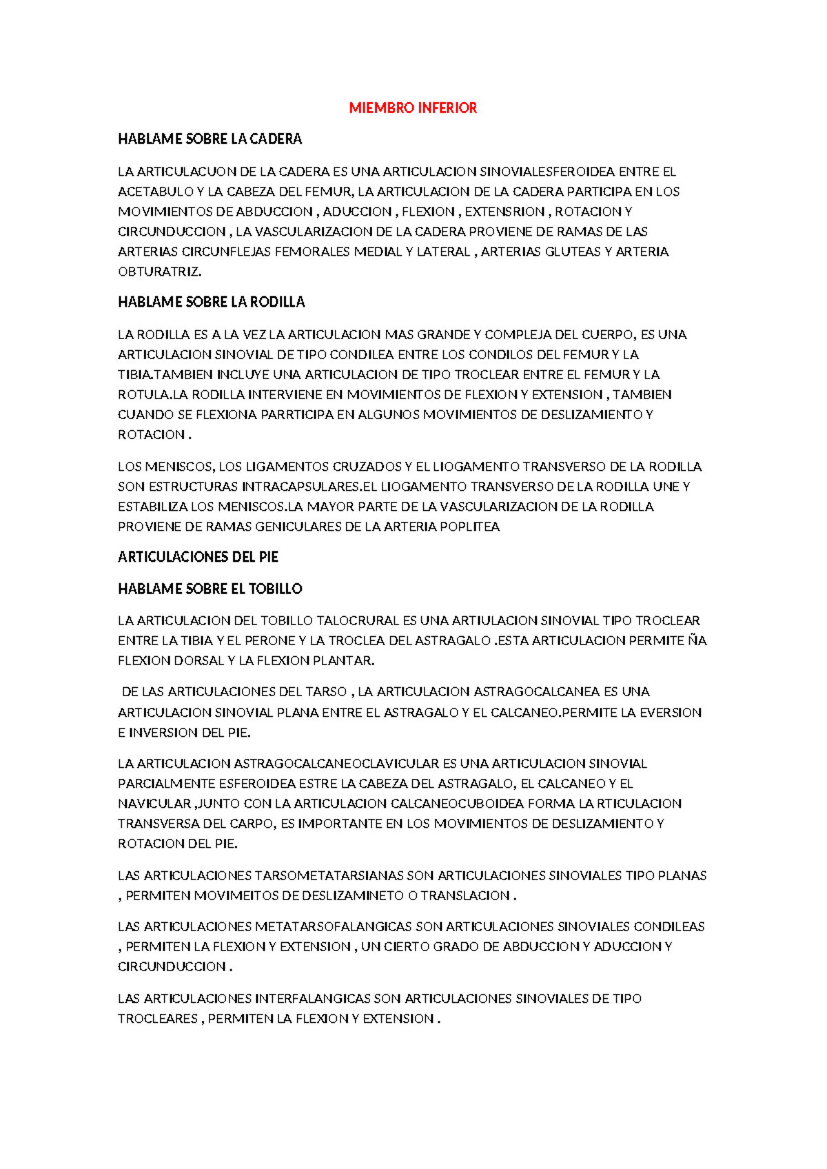 Miembro Inferior 1 - MIEMBRO INFERIOR HABLAME SOBRE LA CADERA LA ...