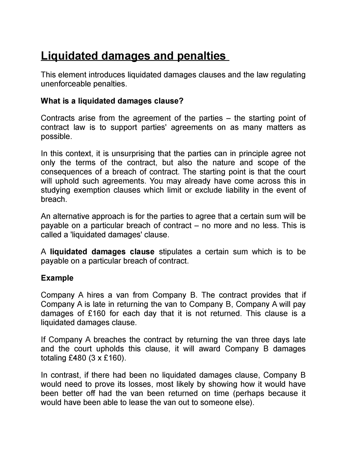 Liquidated Damages And Penalties What Is A Liquidated Damages Clause 