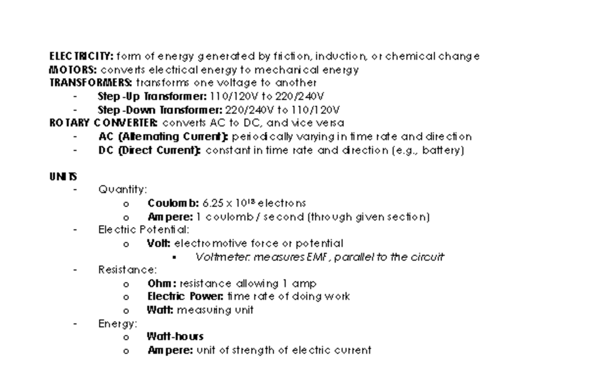 Elec+acoustics+lighting - ELECTRICITY: form of energy generated by ...