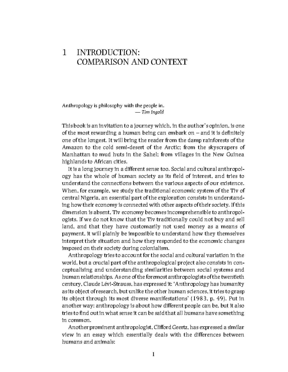 Core concepts anthro Chap 1 - 1 INTRODUCTION: COMPARISON AND CONTEXT ...