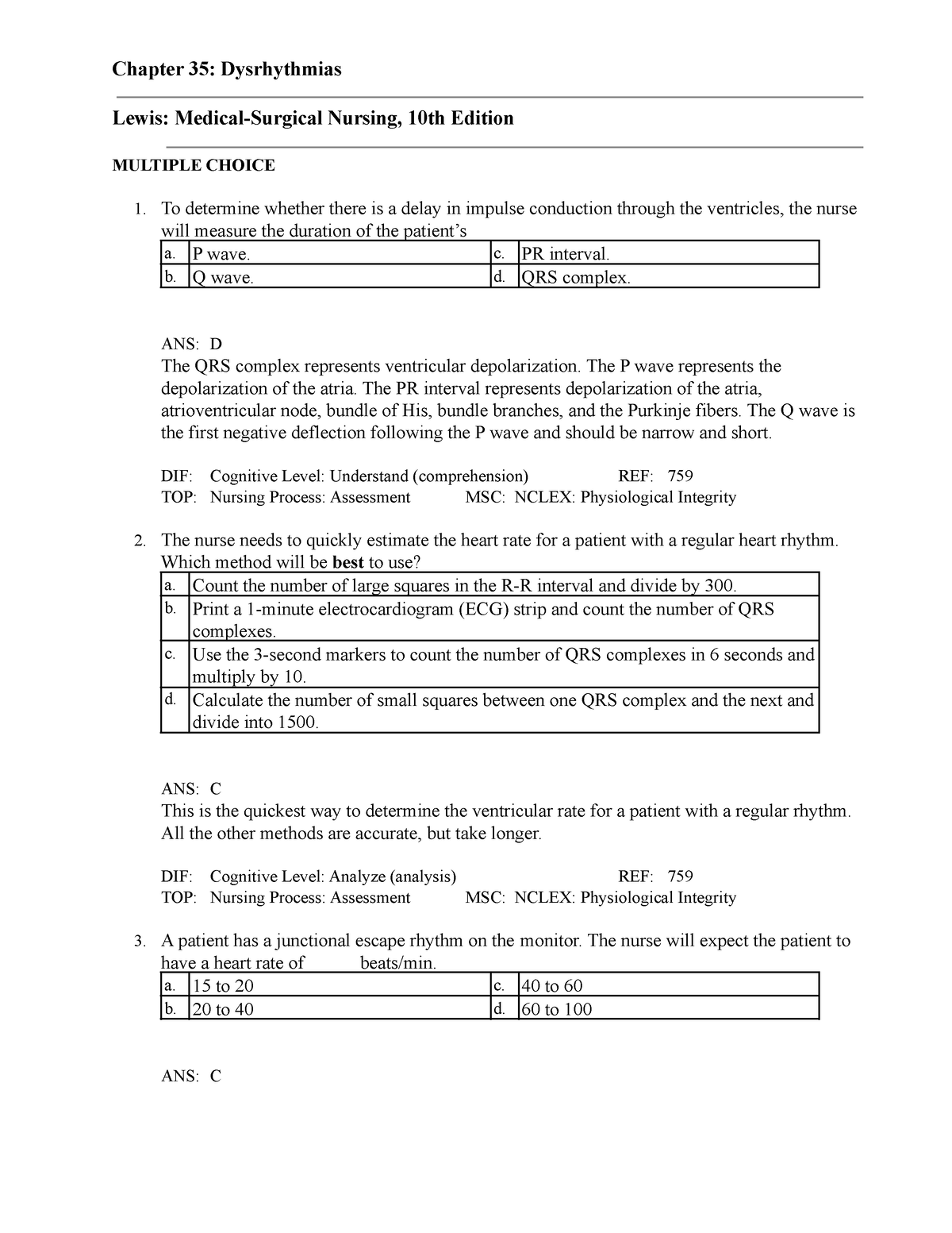 C35 Dysrhythmias - Nursing Notes Nursing Notes - Chapter 35 ...