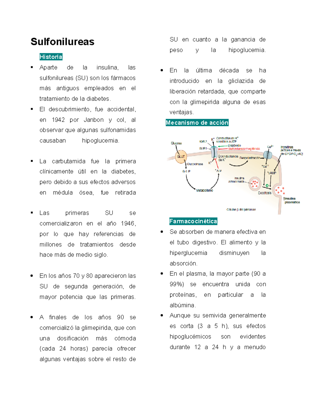 Sulfonilureas - Historia Aparte de la insulina, las sulfonilureas (SU) son  los la se ha introducido - Studocu