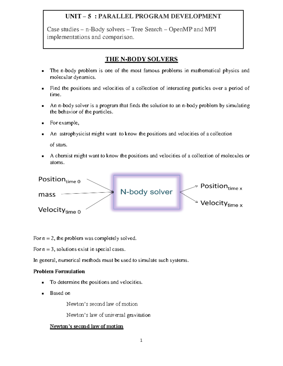 UNIT 5 MCP - mcap - THE N-BODY SOLVERS The n-body problem is one of the ...