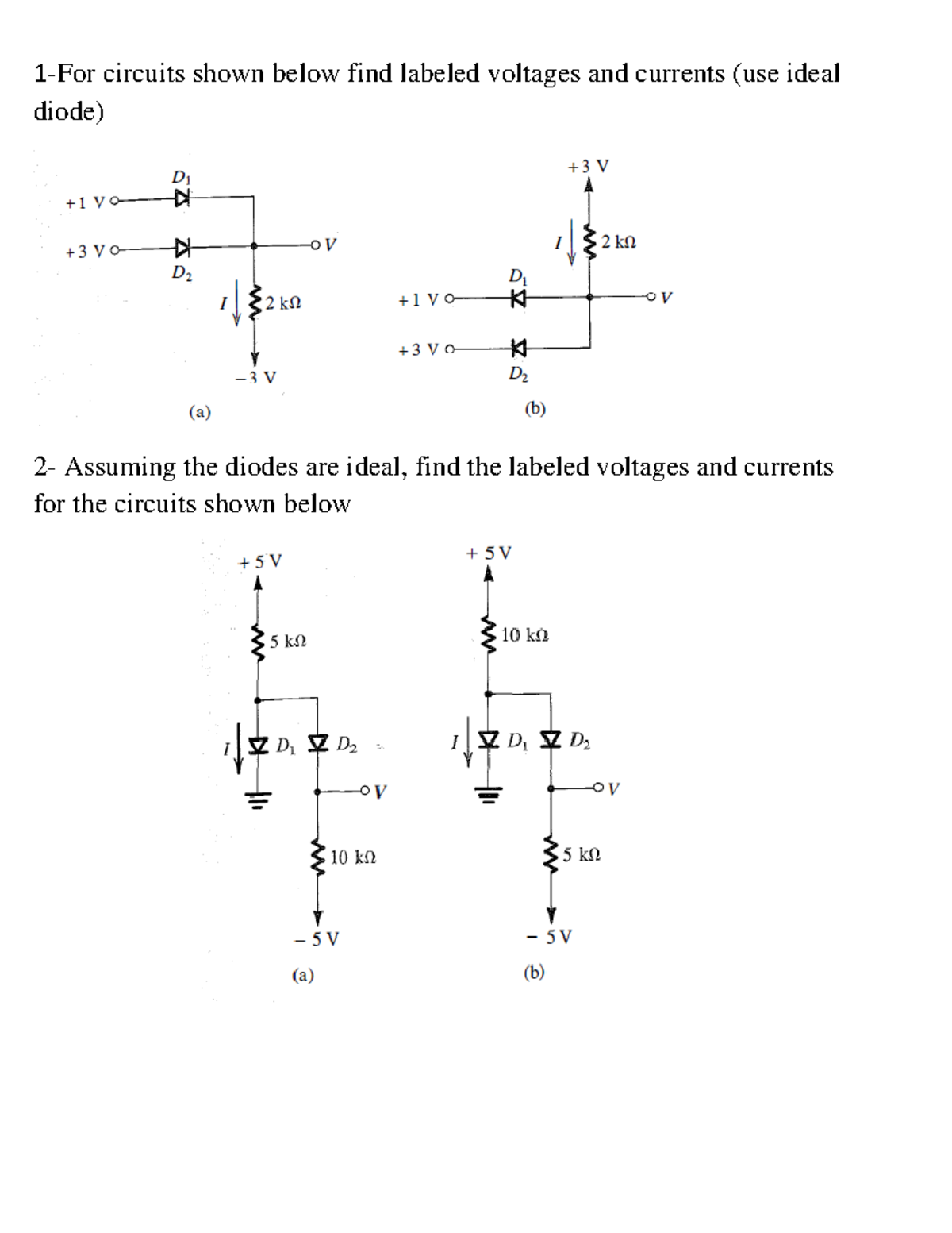 99993041 - asafsae - 1 -For circuits shown below find labeled voltages ...