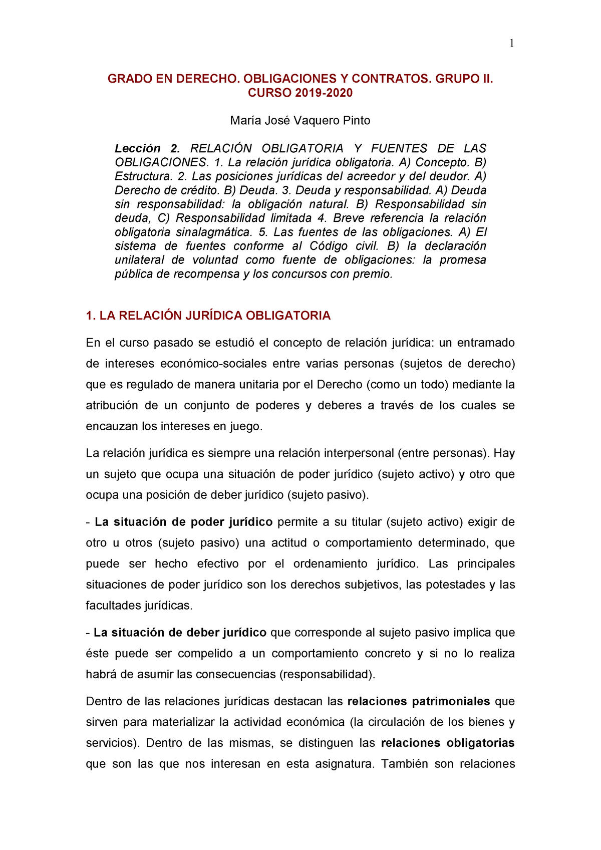 Lección 2 - Apuntes 2 - GRADO EN DERECHO. OBLIGACIONES Y CONTRATOS ...