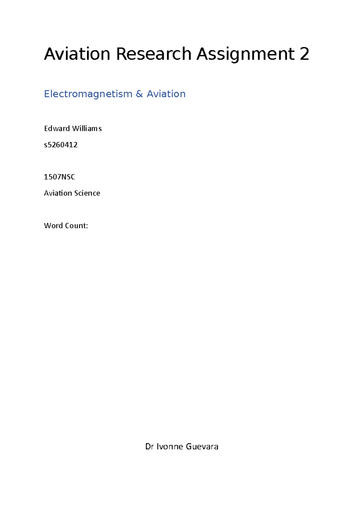 International aviation research assignment 2019 - Aviation Research ...