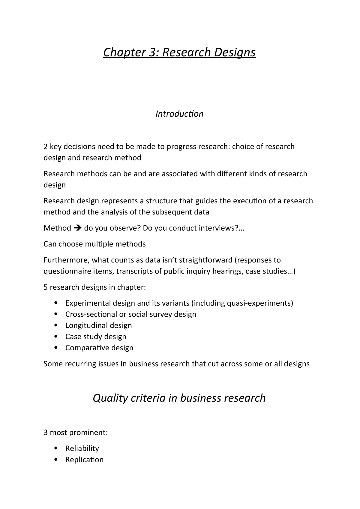 Chapter 3 Summary Business Research Methods Ms3553 Studocu