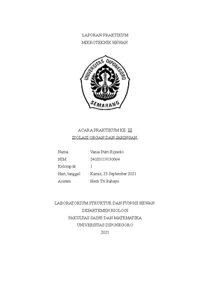 Laporan Praktikum Pembuatan Preparat Mikroteknik Laporan Mikroteknik