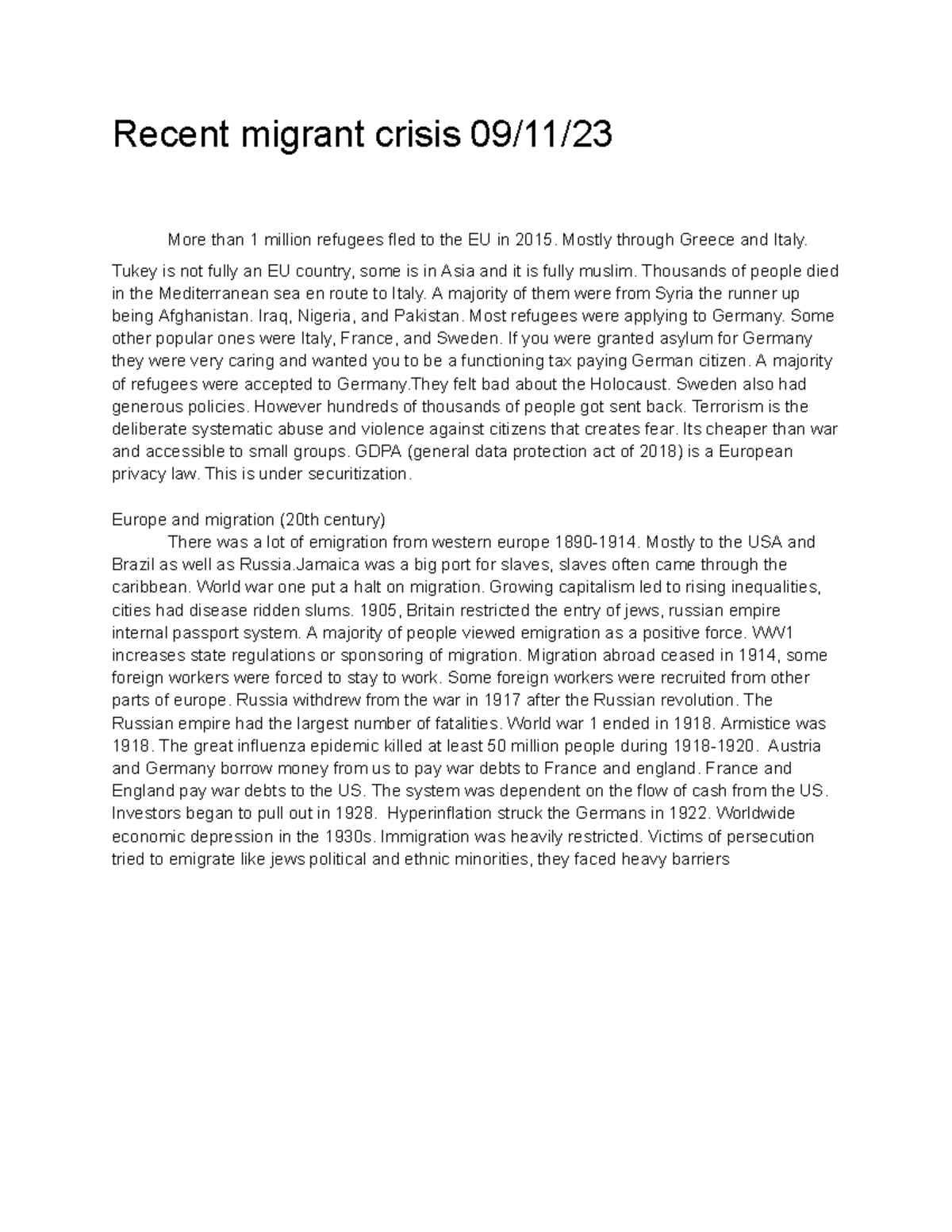 Recent migrant crisis - these will help you with the exams - Recent ...
