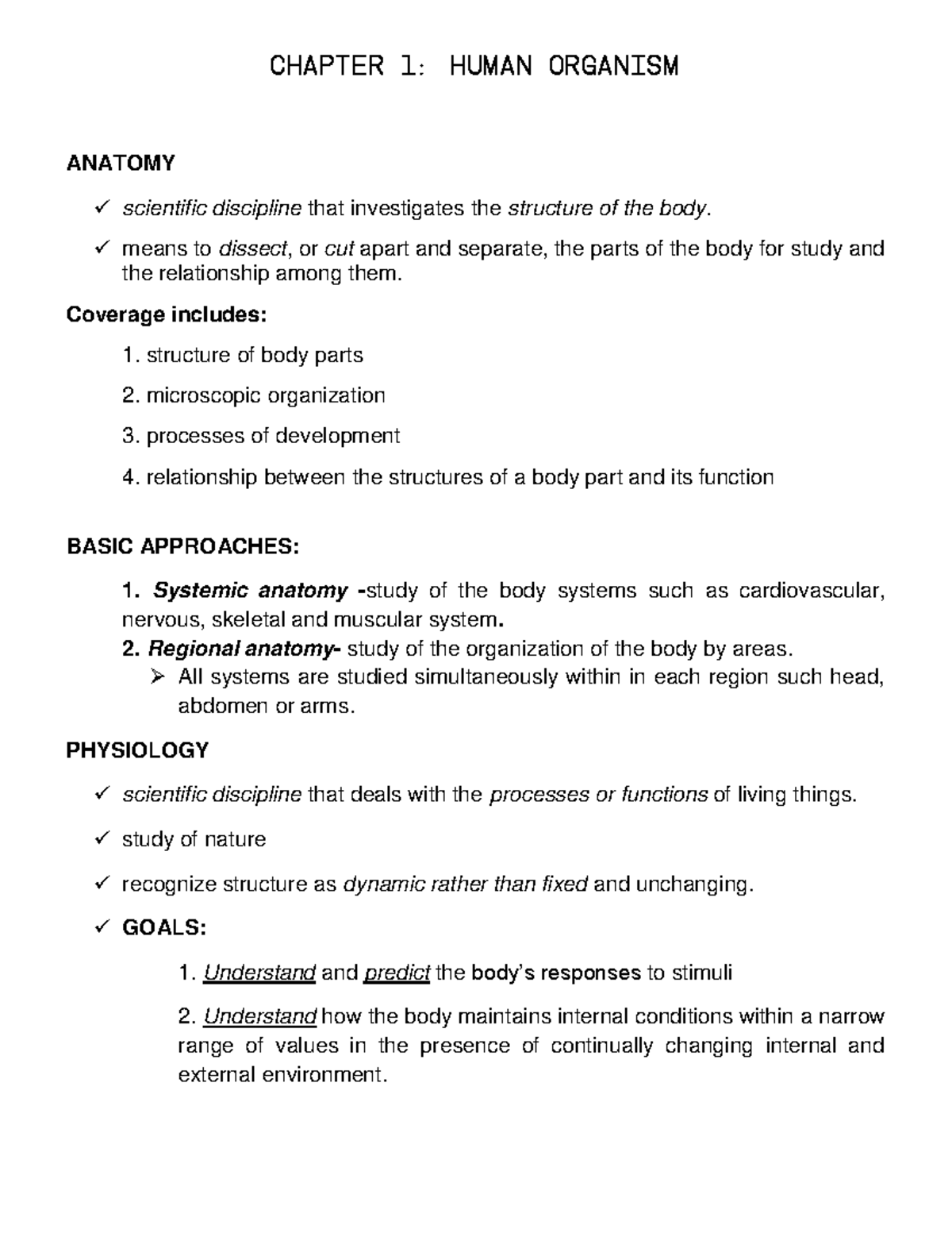Chapter 1 ( Human Organism) - CHAPTER 1: HUMAN ORGANISM ANATOMY ...