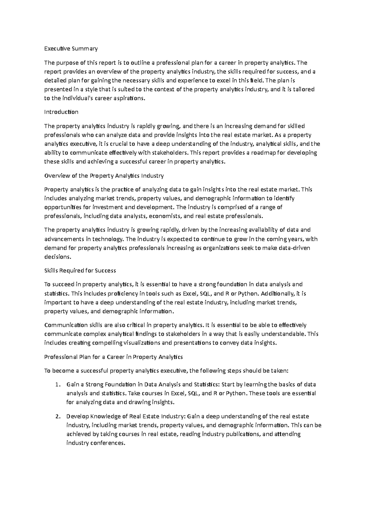 KD1 - Sda - Executive Summary The purpose of this report is to outline ...