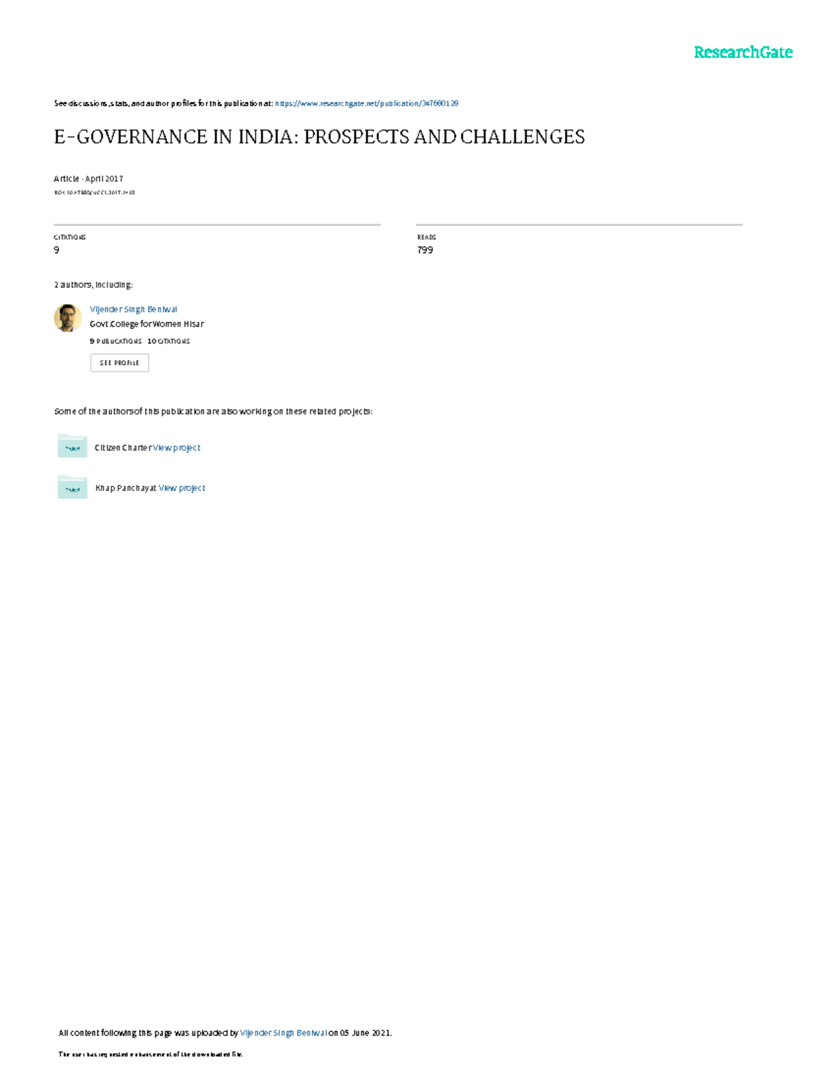 E- Governance IN India Prospects AND Challenges - See discussions ...
