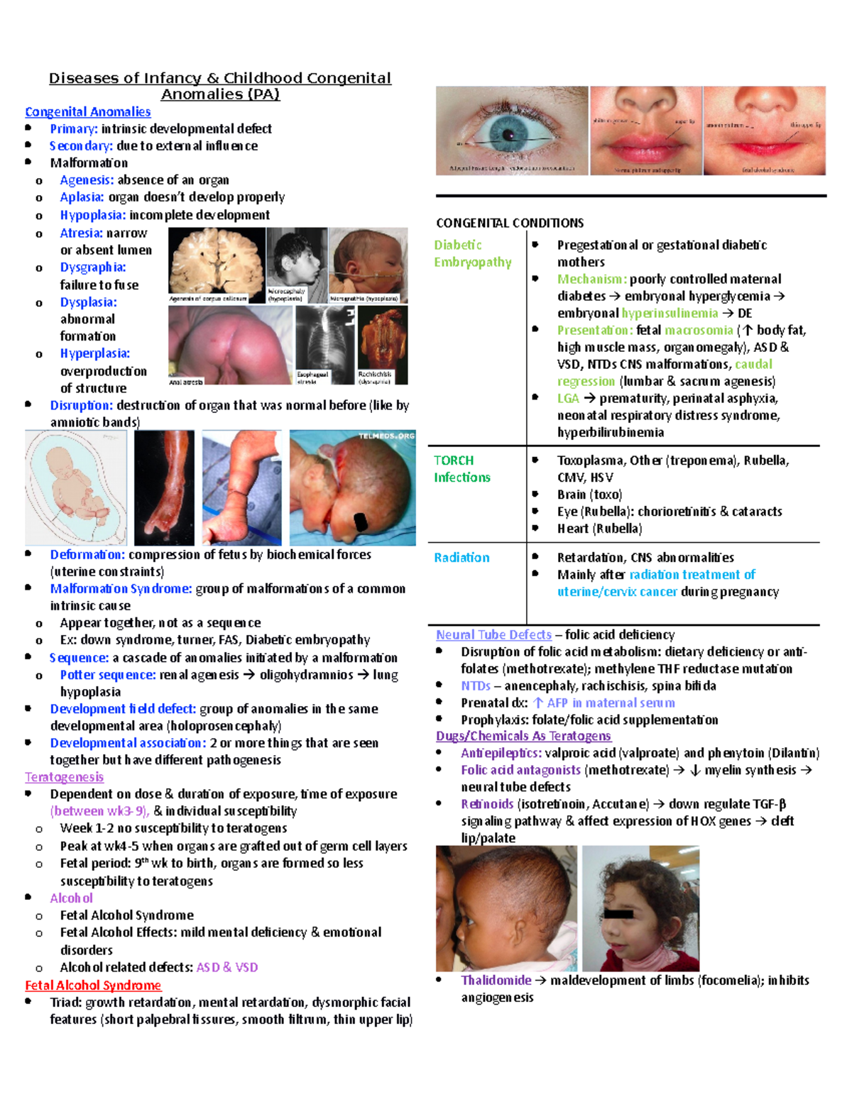 Diseases of Infancy Childhood Congenital Anomalies - Diseases of ...