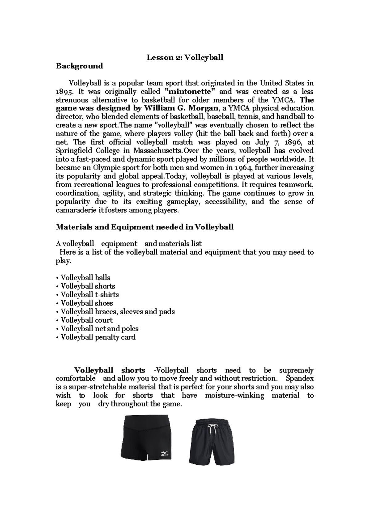 Materials and Equipment needed in Volleyball - Lesson 2: Volleyball ...