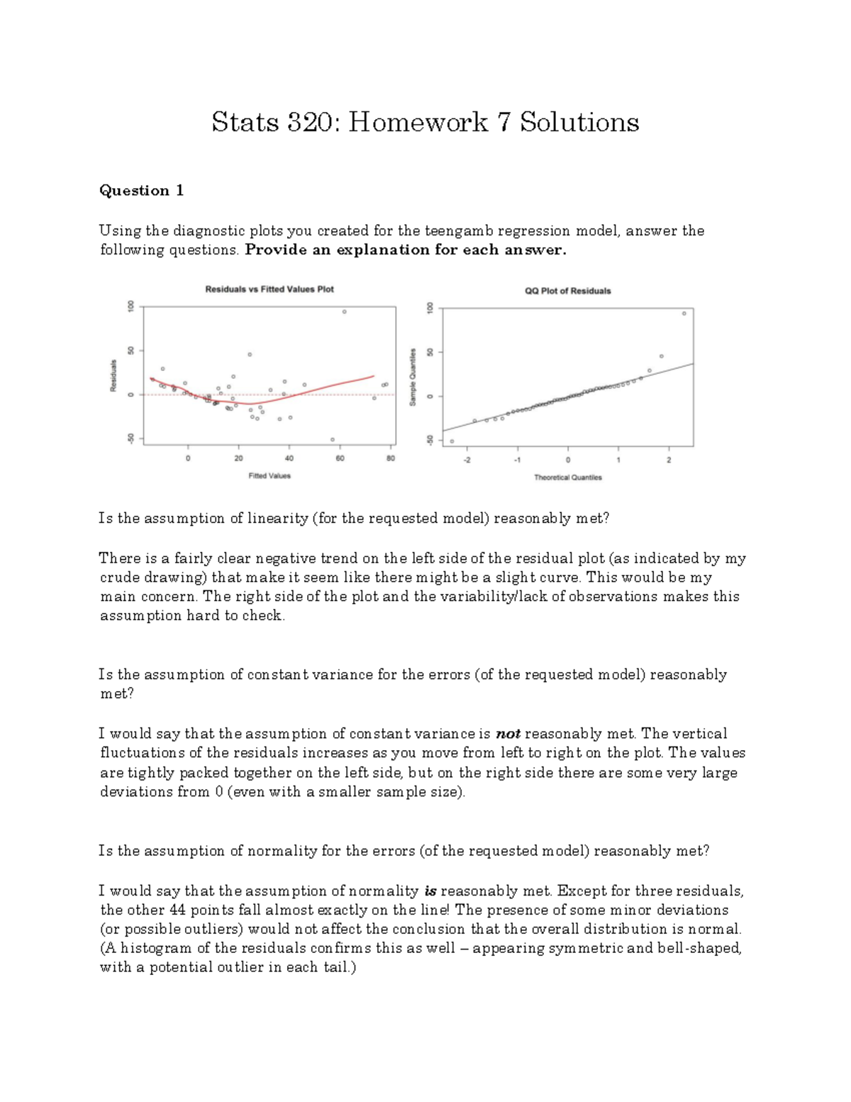 statistics homework solutions