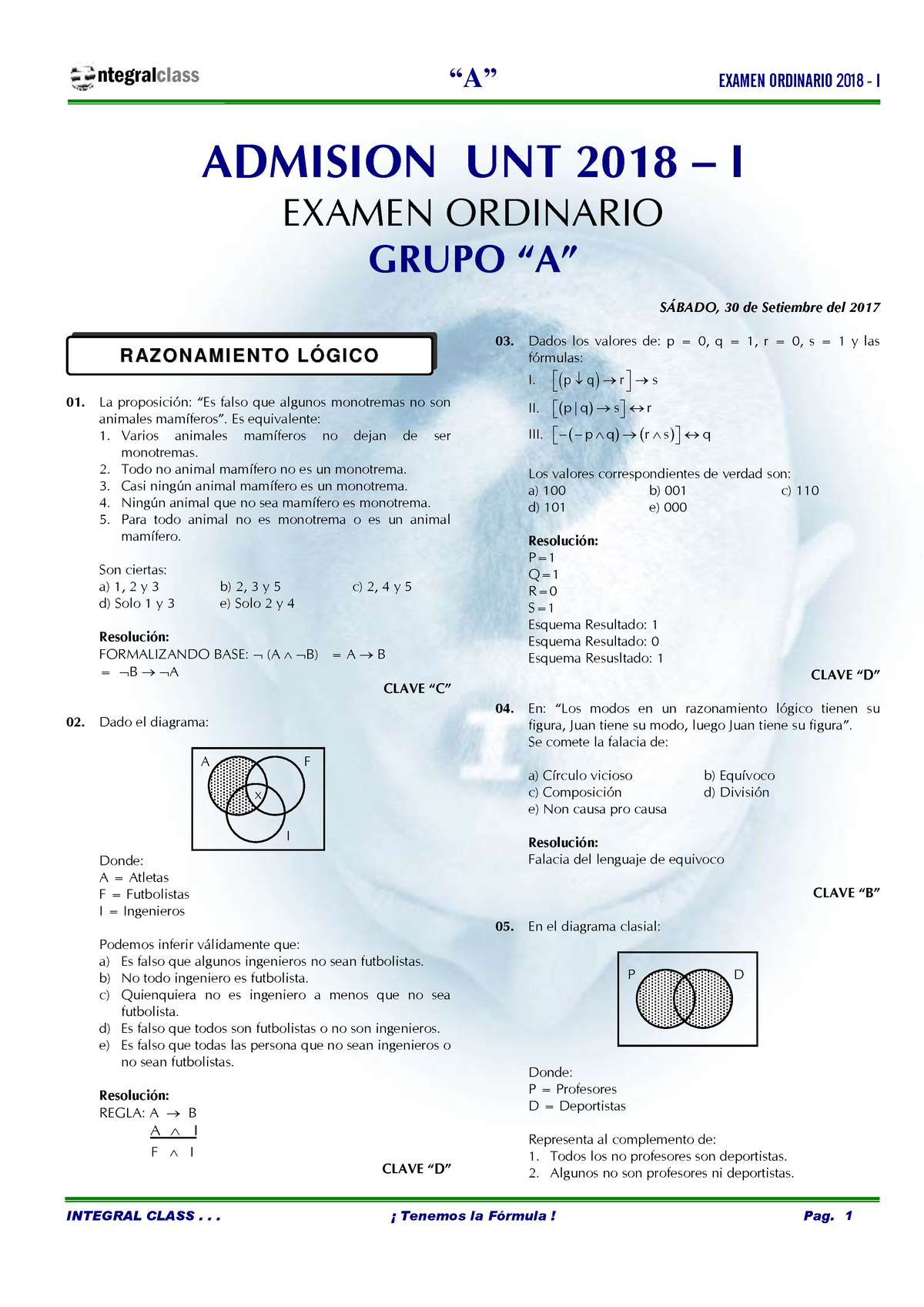 Examen Ordinario A 2018 Ix - “A” EXAMEN ORDINARIO 2018 - I ADMISION UNT ...