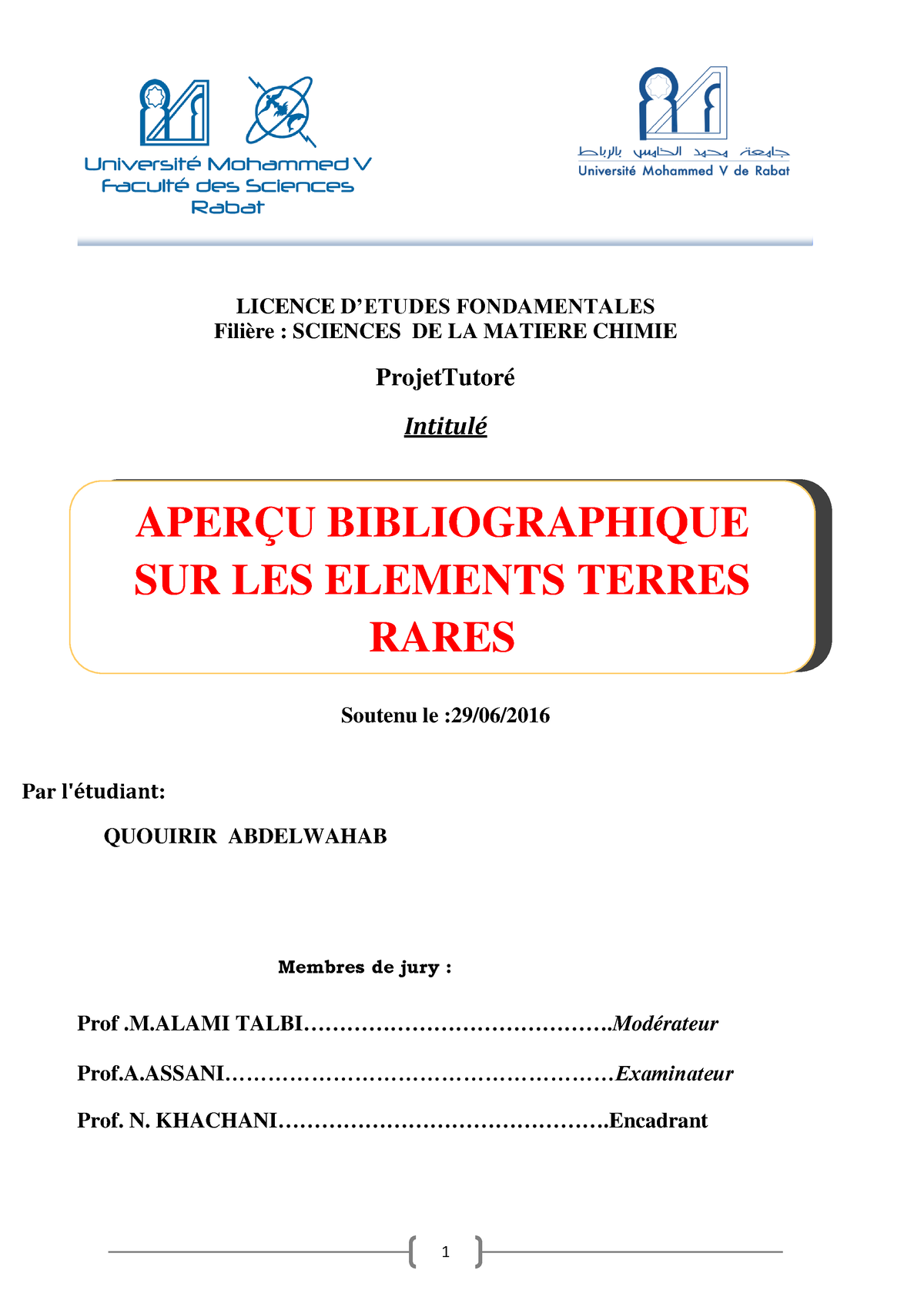 SDIC-PL0483 - PFE Chimie - LICENCE D’ETUDES FONDAMENTALES Filière ...